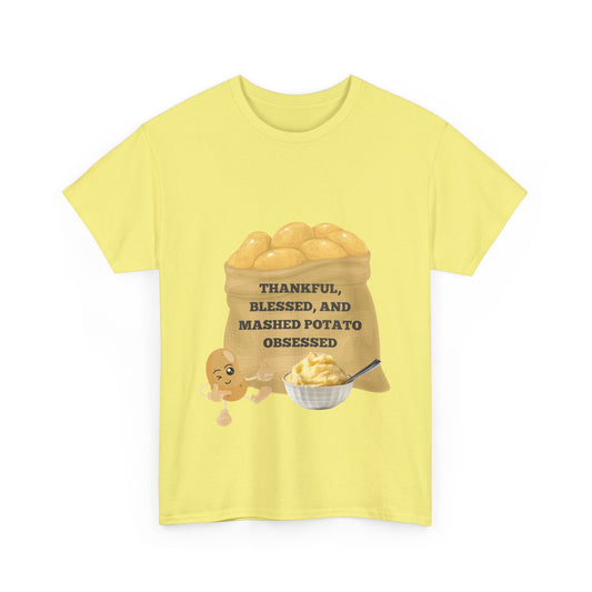 Thanksgiving Themed Cotton Unisex Tee - Potato Obsessed