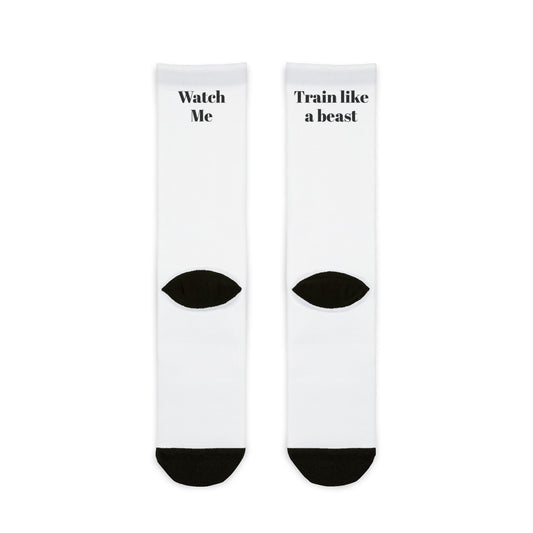 Fitness Theme Sublimation Crew Socks - Train like a beast