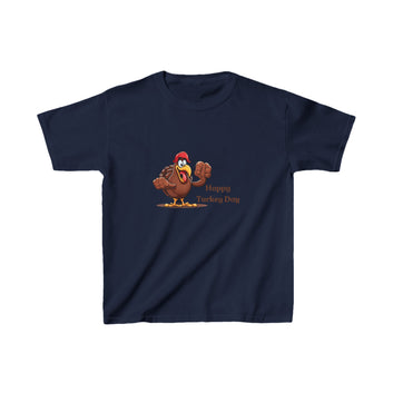 Thanksgiving Themed Kids Heavy Cotton Tee - Happy Turkey Day