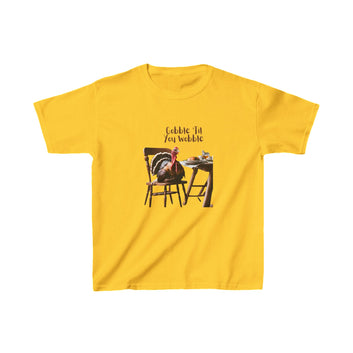 Thanksgiving Themed Kids Heavy Cotton Tee - Gobble til you wobble