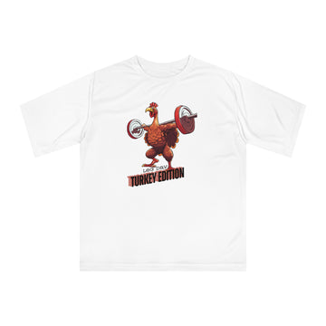 Thanksgiving Themed Unisex Performance T-shirt – Leg Day Turkey Edition