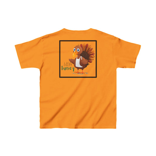 Thanksgiving Themed Kids Heavy Cotton Tee - Little Turkey