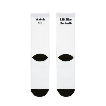 Fitness Theme Sublimation Crew Socks - Lift like the hulk