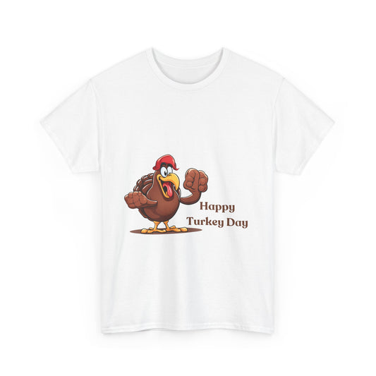 Thanksgiving Themed Cotton Unisex Tee - Happy Turkey Day