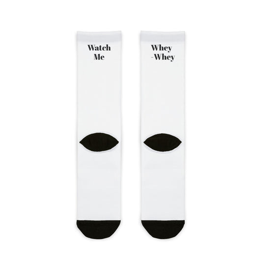 Fitness Theme Sublimation Crew Socks - Whey-Whey