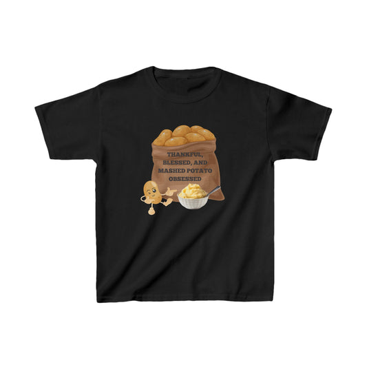 Thanksgiving Themed Kids Heavy Cotton Tee - Mashed Potato Obsessed